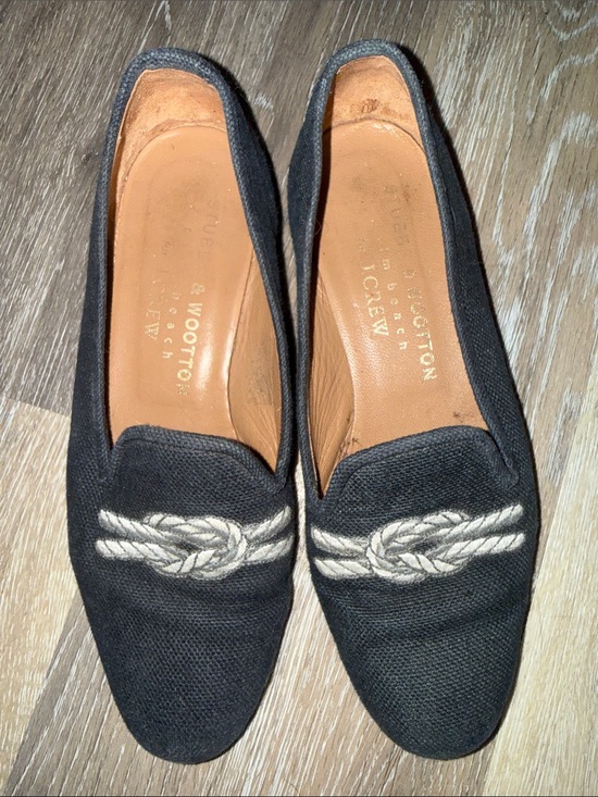 J. Crew Shoes - J. Crew Black Canvas Loafers with Cream Rope Knot
